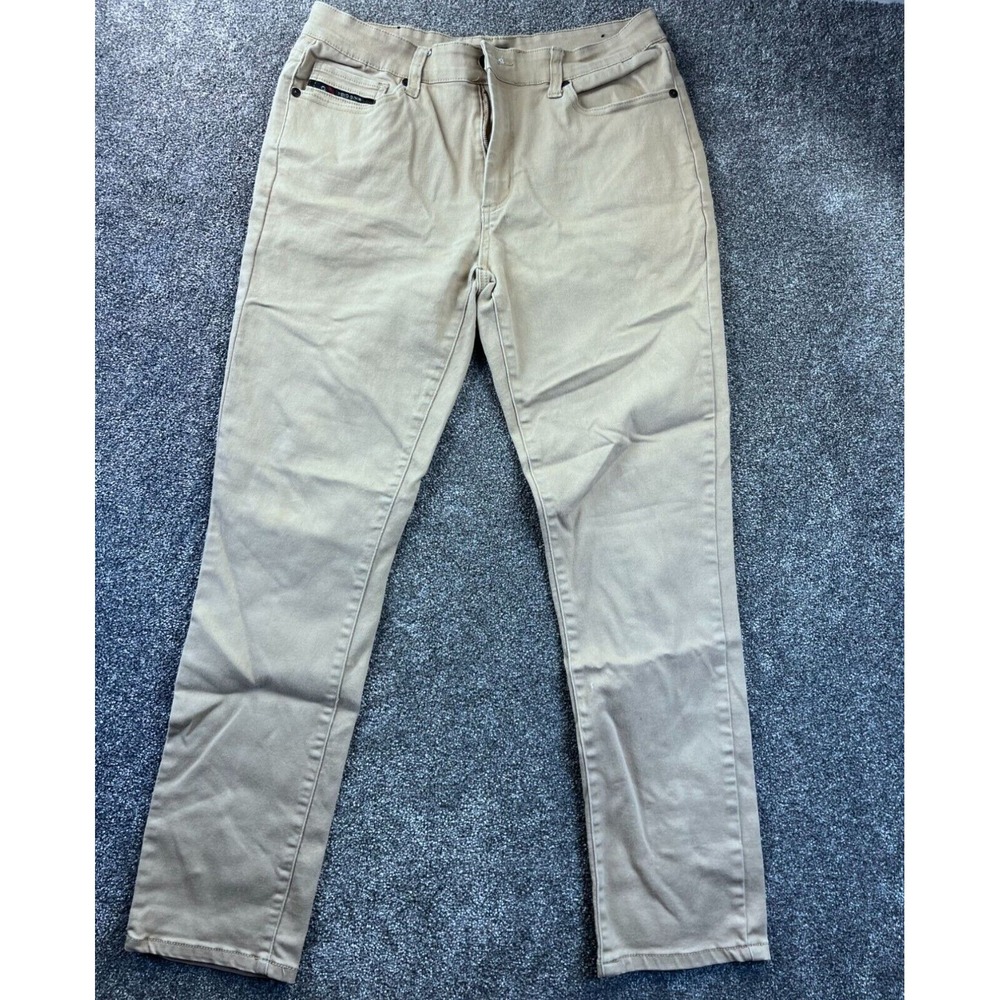 Fried-Denim Mens Slim Fit Beige Chino Pants 36x32‎ Cotton Blend Casual Trousers